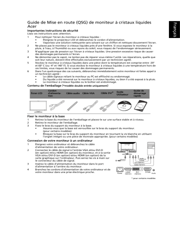 Acer H223HQ Monitor Guide de démarrage rapide | Fixfr