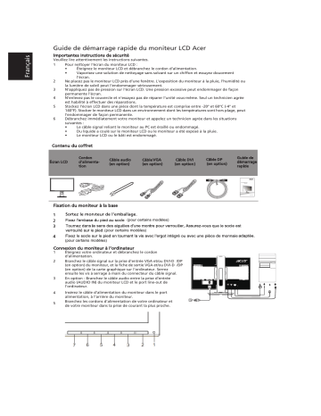 Acer CB240HY Monitor Guide de démarrage rapide | Fixfr