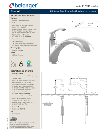 Plumb Pak 6177CP Belanger Kitchen Sink Faucet spécification | Fixfr