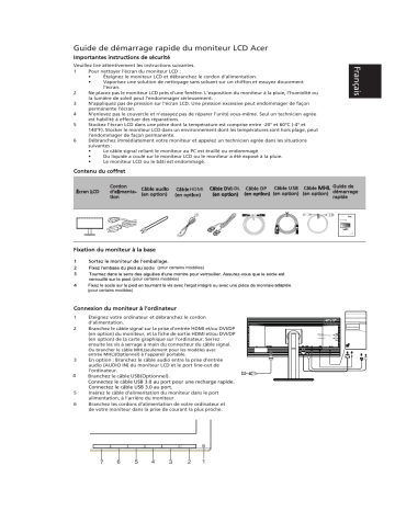 Acer B346C Monitor Guide de démarrage rapide | Fixfr