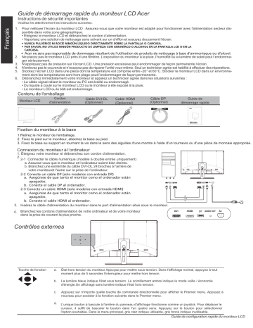 Acer ED323QURA Monitor Guide de démarrage rapide | Fixfr