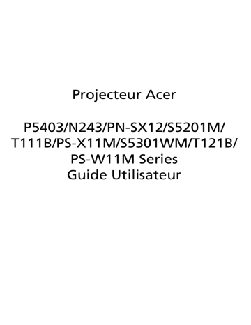 Acer S5301WM Projector Manuel utilisateur | Fixfr