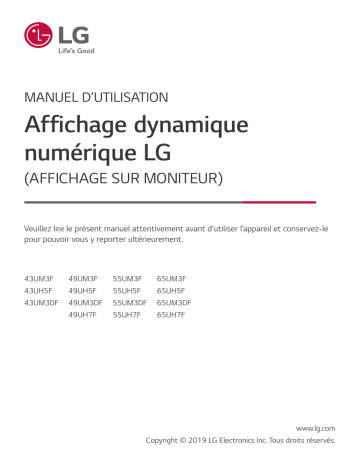 43UH5F-H | 55UH7F-H | 65UH7F-H | 49UH7F-H | 49UH5F-H | LG 55UH5F-H Manuel du propriétaire | Fixfr