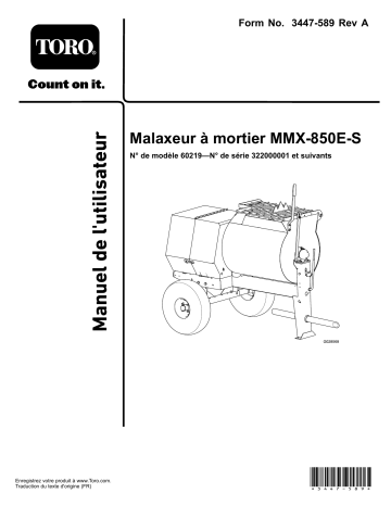 Toro MMX-850E-S Mortar Mixer Concrete Equipment Manuel utilisateur | Fixfr