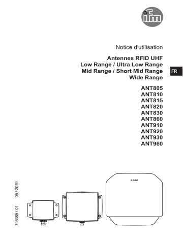 IFM ANT860 RFID read/write head UHF Mode d'emploi | Fixfr