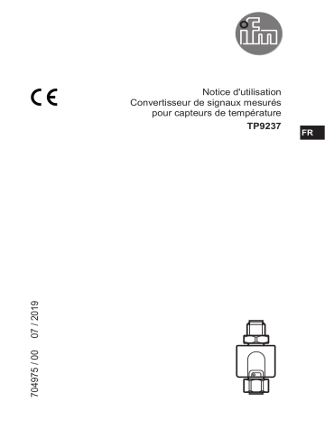 IFM TP9237 Evaluation unit for PT100/PT1000 temperature sensor Mode d'emploi | Fixfr