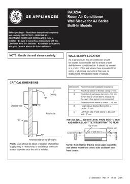 GE RAB26A Room Air Conditioner Quick Snap Wall Sleeve Guide d'installation