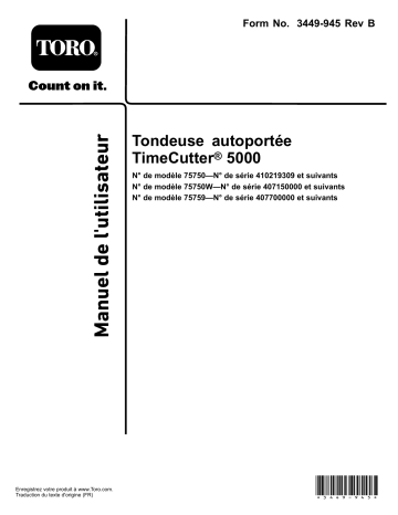 TimeCutter 5000 Riding Mower | Toro TimeCutter MX 5000 Riding Mower Riding Product Manuel utilisateur | Fixfr