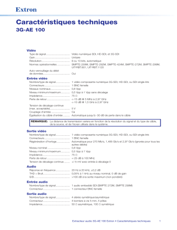 Extron 3G-AE 100 spécification | Fixfr