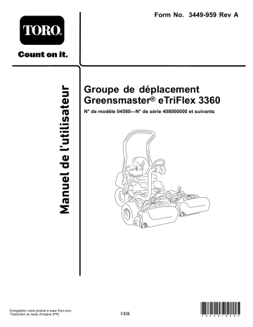 Toro Greensmaster eTriFlex 3360 Traction Unit Riding Product Manuel utilisateur | Fixfr