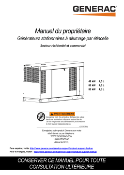 Generac 48kW RG04845GNAX Standby Generator Manuel utilisateur