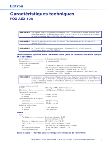 Extron FOX AEX 108 spécification | Fixfr