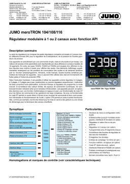 JUMO meroTRON 104/108/116 Modular One-Channel/Two-Channel Controller Fiche technique