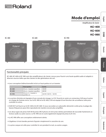 KC-600 | KC-400 | Roland KC-990 Stereo Mixing Keyboard Amplifier Manuel du propriétaire | Fixfr