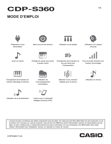 Casio CDP-S360 Electronic Musical Instrument Manuel utilisateur | Fixfr