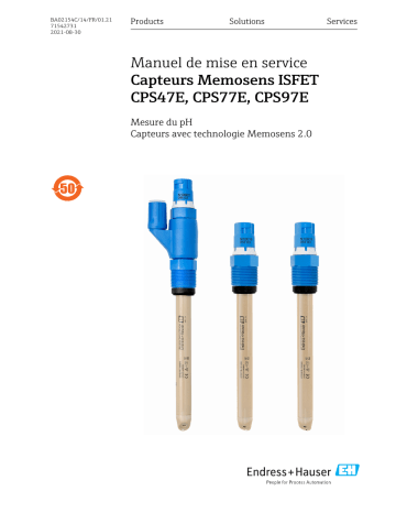 Endres+Hauser Memosens ISFET sensors CPS47E, CPS77E, CPS97E Mode d'emploi | Fixfr