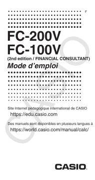 Casio FC-100V, FC-200V (2nd edition / FINANCIAL CONSULTANT) Calculator Manuel utilisateur