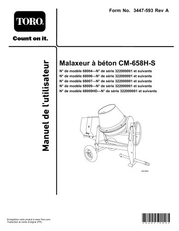 CM-958H-S Concrete Mixer | CM-958H-SED Concrete Mixer | CM-658H-S Concrete Mixer | Toro CM-958H-P Concrete Mixer Concrete Equipment Manuel utilisateur | Fixfr