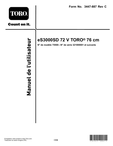 Toro eS3000SD 72V TORO 76cm Riding Product Manuel utilisateur | Fixfr
