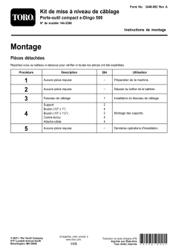 Toro Cable Upgrade Kit, e-Dingo 500 Compact Tool Carrier Compact Utility Loader Guide d'installation