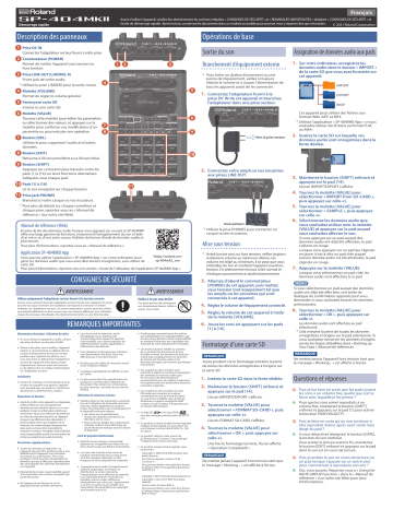 Roland SP-404MKII Un échantillonneur créatif avec effets Manuel utilisateur | Fixfr