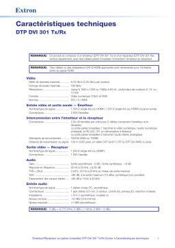 Extron DTP DVI 301 spécification