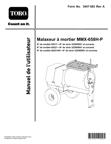 MMX-658H-P Mortar Mixer | Toro MMX-858H-P Mortar Mixer Concrete Equipment Manuel utilisateur | Fixfr