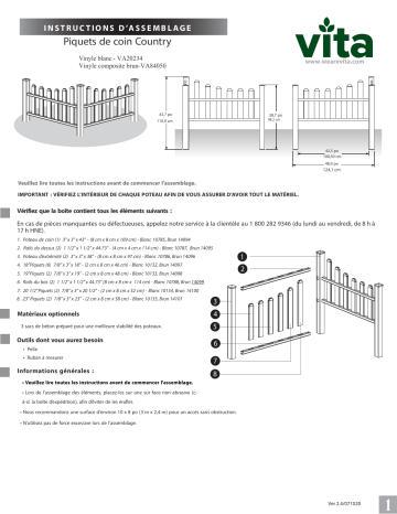 Vita Country Corner Picket Mode d'emploi | Fixfr