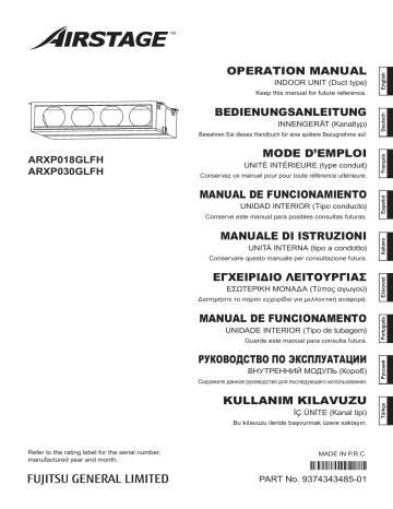 ARXP018GLFH | Fujitsu ARXP030GLFH Mode d'emploi | Fixfr