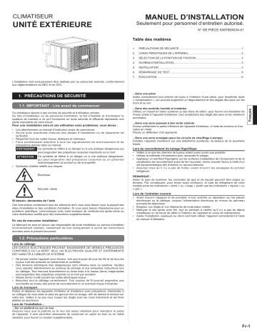 AOUH09LEAS1 | Fujitsu AOUH12LEAS1 Installation manuel | Fixfr