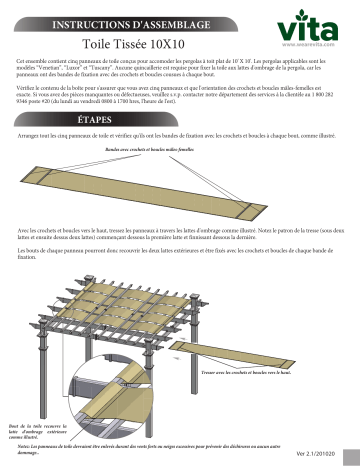 Vita Pergola Canvas Weave Mode d'emploi | Fixfr