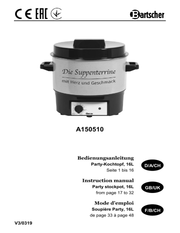 Bartscher A150510 Party stockpot, 16L Mode d'emploi | Fixfr