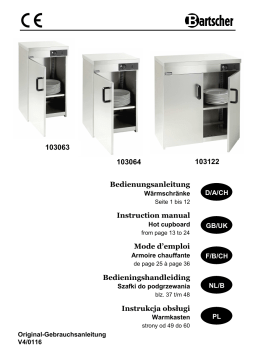 Bartscher 103063 Hot cupboard, 1D, 55-60 plates Mode d'emploi