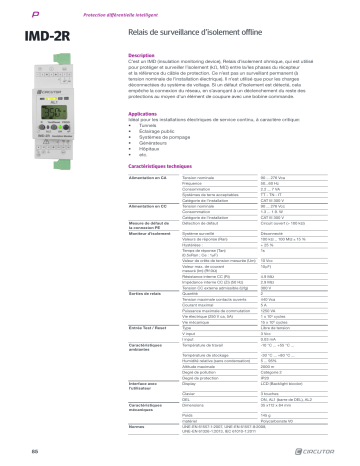 Circutor P33020. Monitoring relay Fiche technique | Fixfr