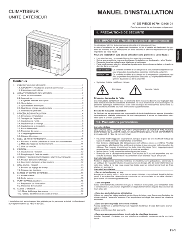 AOUH36LPAS1 | Fujitsu AOUH30LPAS1 Installation manuel | Fixfr