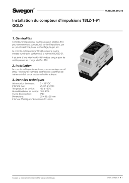 Swegon TBLZ-1-91 Compteur d’impulsions Mode d'emploi