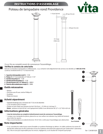 Vita Providence Lamp Post Mode d'emploi | Fixfr