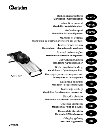 Bartscher 500393 Mandoline slicer Mode d'emploi | Fixfr