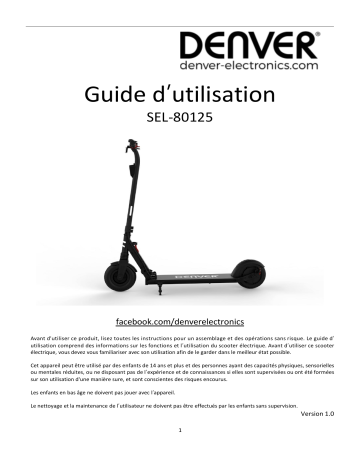 SEL-80125LIME | SEL-80125BLACK | SEL-80125ORANGE | Denver SEL-80125WHITE Electric scooter Manuel utilisateur | Fixfr