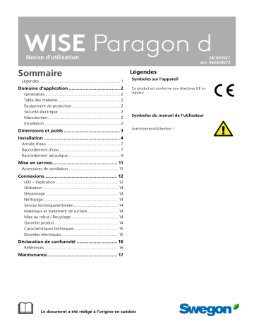 Swegon WISE Paragon Mode d'emploi | Fixfr