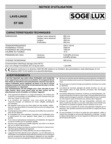 SOGELUX ST505 Manuel utilisateur | Fixfr