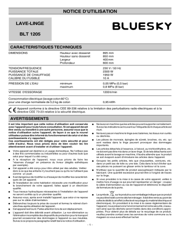Bluesky BLT1205 Manuel utilisateur | Fixfr
