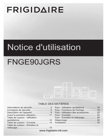 Frigidaire FNGE90JGRS Manuel utilisateur | Fixfr