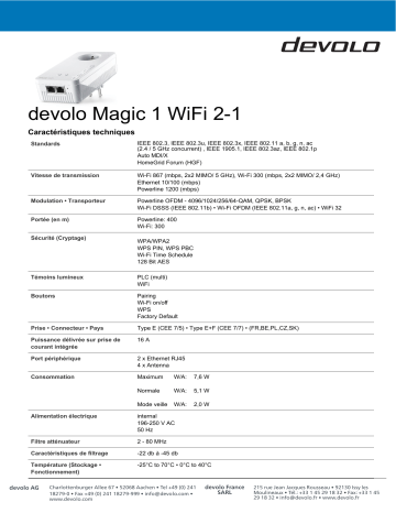 Devolo Magic 1 WiFi : Adaptateur CPL spécification | Fixfr