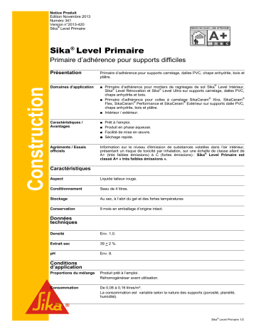 SIKA FRANCE S.A.S Sikafloor-35 Primaire Manuel utilisateur | Fixfr