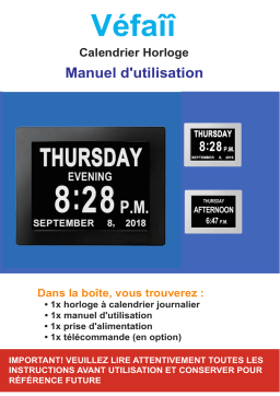 Véfaîî Véfaîî 8" Pouce LCD Horloge Numérique Calendrier Manuel utilisateur