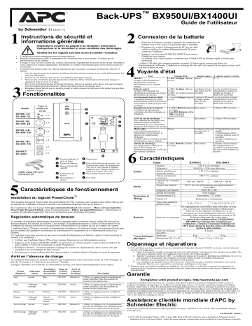 APC BY SCHNEIDER ELECTRIC APC Back-UPS BX Manuel utilisateur | Fixfr