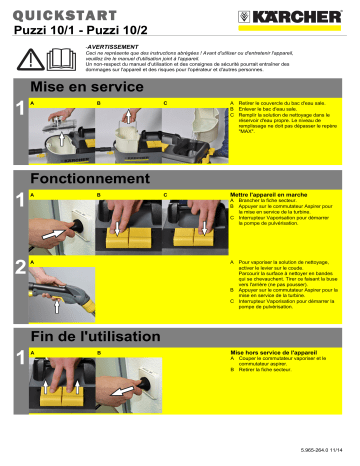 Puzzi 10/1 + Suceur main | Kärcher Puzzi 10/1 Edition Appareil d'injection-extraction Mode d'emploi | Fixfr