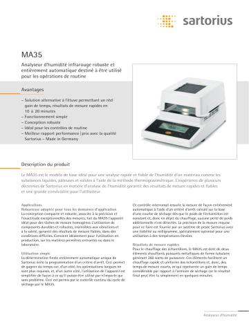 MA35 Infrared Moisture Analyzer Manuel utilisateur | Fixfr