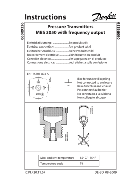 Danfoss MBS 3050 Pressure transmitter Guide d'installation